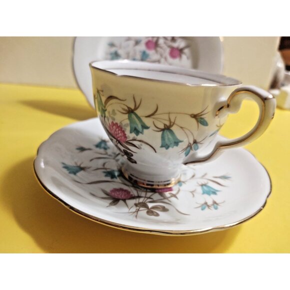 Royal Standard Tea Trio Cup, Saucer and Bread Plate "Cloverbel" Pattern - Picture 5 of 12